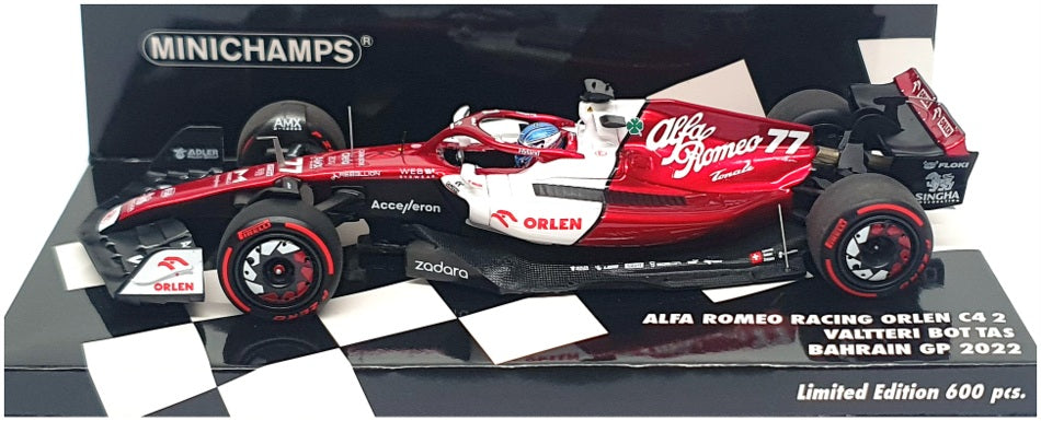 Minichamps 1/43 Scale 417 220177 - F1 Alfa Romeo C42 Bahrain GP 2022 Bottas