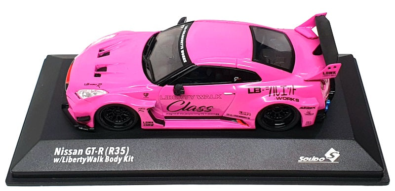 Solido 1/43 Scale S4311210 - Nissan GT-R (R35) w/Liberty Walk Body Kit - Pink