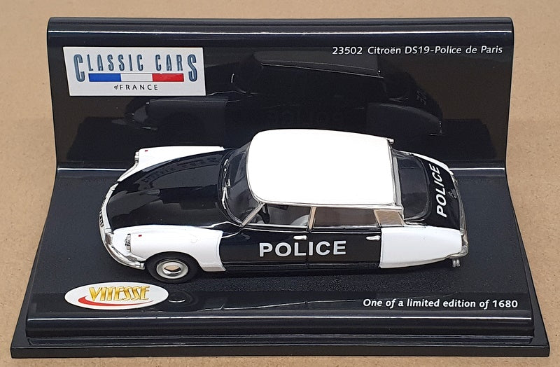 Vitesse 1/43 Scale 23502 - Citroen DS19 Police De Paris - White/Black