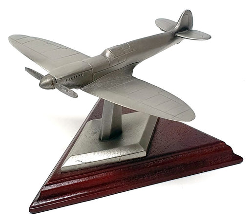 English Miniatures 9cm Long Pewter EM0931 - Spitfire Aircraft On Wooden Plinth