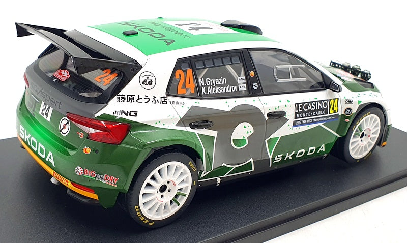 IXO 1/18 Scale Diecast 18RMC155B - Skoda Fabia Rally2 #24 Monte Carlo 2023