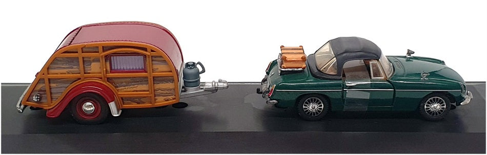 Cararama 1/43 Scale 00148 - MGB Convertible & Caravan - Green/Maroon