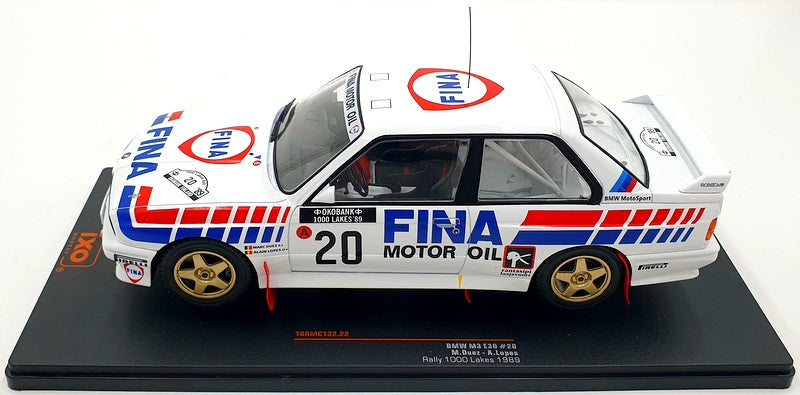 IXO Models 1/18 Scale 18RMC132 - BMW M3 E30 #20 Fina 1000 Lakes 1989