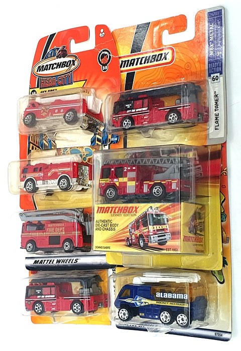 Matchbox Diecast SET09C - Assortment Of 7 Fire Engine Model Vehicles