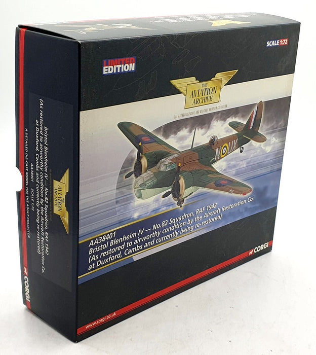 Corgi 1/72 Scale Diecast AA38401 Bristol Blenheim IV 82Sqn 1942 Duxford Restored