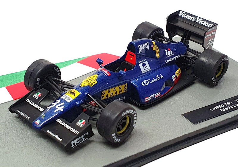 Altaya 1/43 Scale 91024F - F1 Lambo 291 1991 #34 N. Larini - Blue