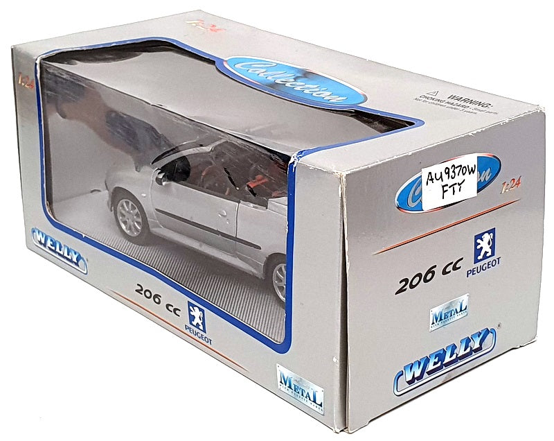 Welly 1/24 Scale Diecast AU9370W - Peugeot 206 CC Cabrio - Silver