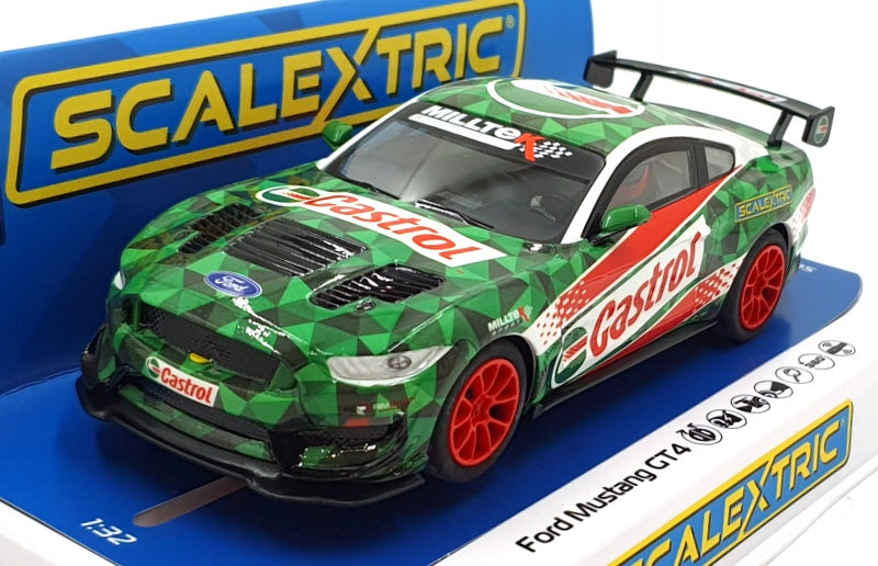 Scalextric 1/32 Scale Slot Car C4327 - Ford Mustang GT4 Castrol Drift Car Green