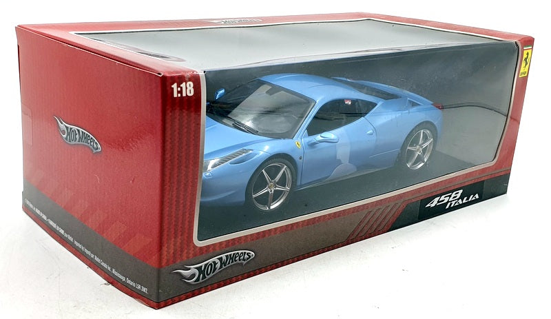 Hot Wheels 1/18 Scale Diecast T6919 - Ferrari 458 Italia - Met Blue