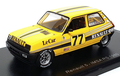 Spark 1/43 Scale US059 - Renault 5 #77 IMSA RS 1980 P. Jacquemart - Yellow