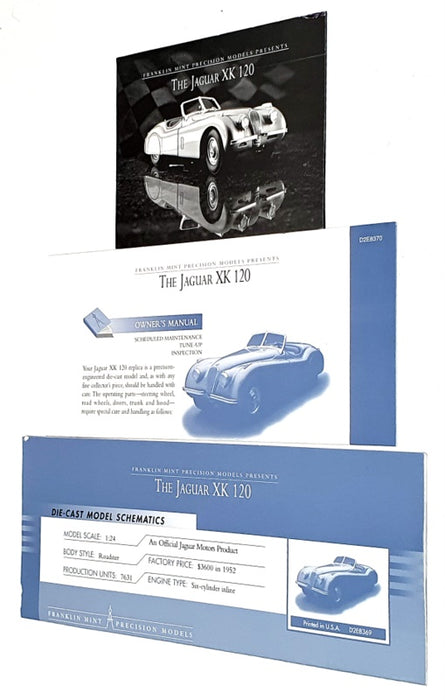 Franklin Mint 1/24 Scale B11XH26 - 1952 Jaguar XK120 - Silver