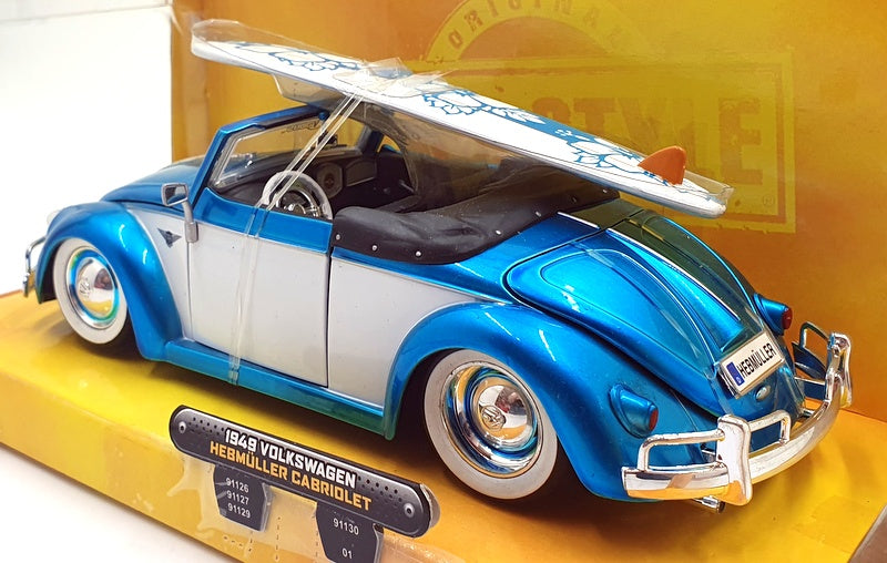 Jada 1/24 Scale Diecast 53045 - 1949 Volkswagen Hebmuller Cabriolet - Blue