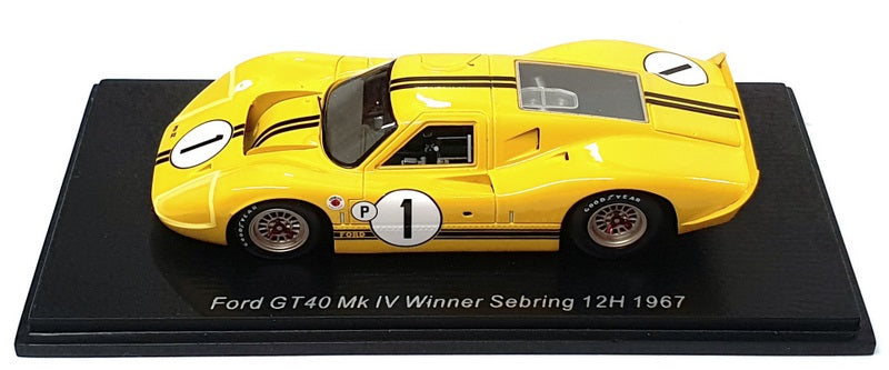 Spark 1/43 Scale 43SE67 - Ford GT40 MkIV #1 Winner Sebring 12H 1967 - Yellow