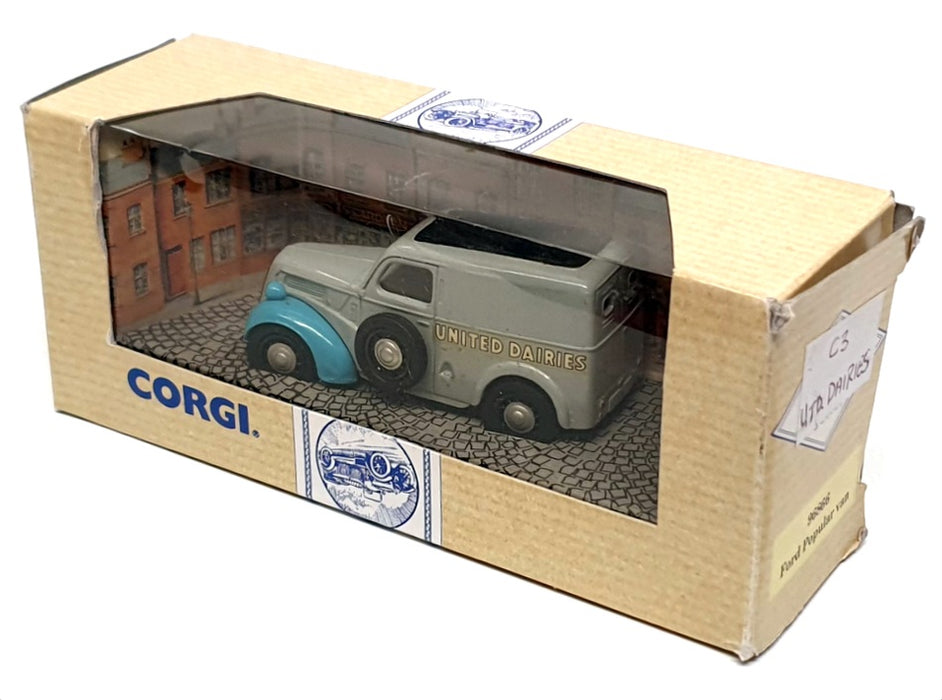 Corgi 1/43 Scale 96866 - Ford Popular Van (United Dairies) Grey/Blue - REWORKED