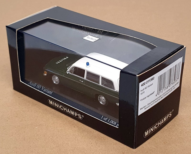 Minichamps 1/43 Scale 400 011390 -1970 Audi 60 Variant Polizei - Green/White