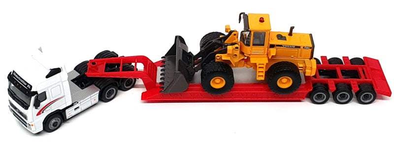 Cararama 1/87 Scale 185001 - Volvo FH12 & L180C Bulldozer - White/Red/Yellow