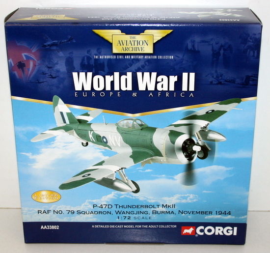 CORGI 1/72 AA33802 P-47D THUNDERBOLT MKII RAF NO.79 WANGJING BURMA NOV 1944