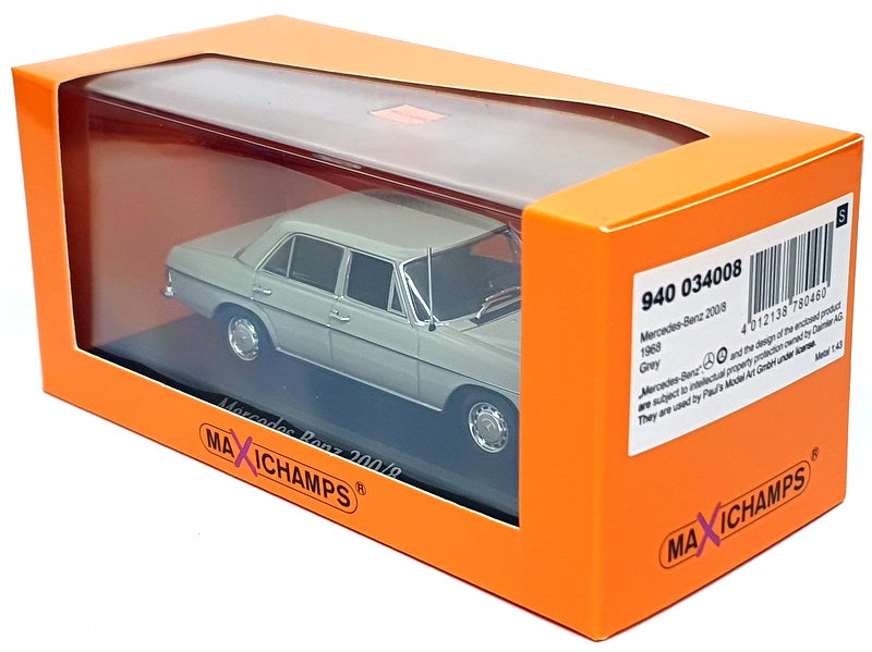 Maxichamps 1/43 Scale 940 034008 - 1968 Mercedes Benz 200/8 - Grey