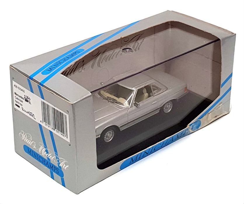 Minichamps 1/43 Scale 430 033450 - Mercedes Benz 350 SL Cabrio H/Top - Silver