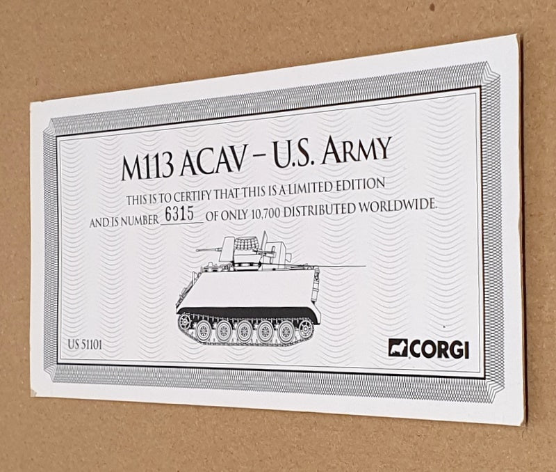 Corgi 1/43 Scale US51101 - M13 ACAV Armoured Personnel Carrier US Army