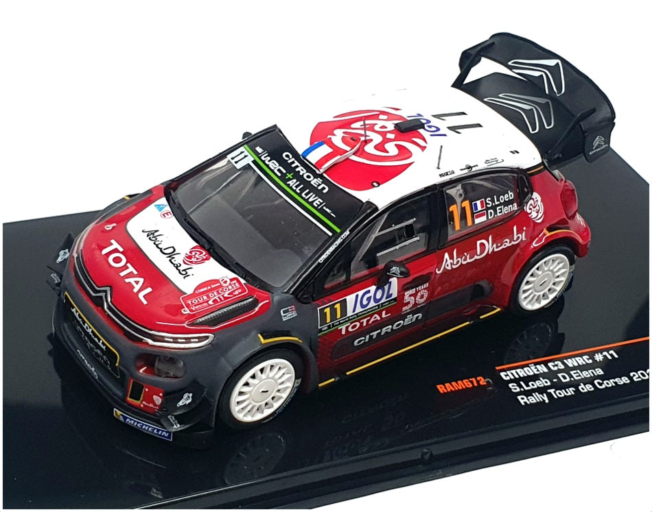 Ixo 1/43 Scale RAM672 - Citroen C3 WRC #11 Rally de Corse 2018 Loeb/Elena