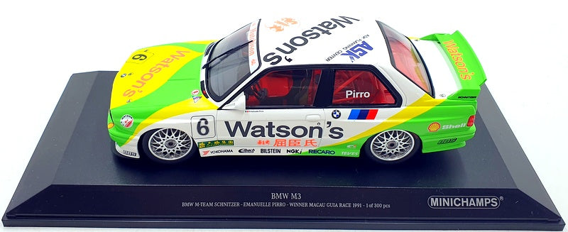 Minichamps 1/18 Scale 155 912006 - BMW M3 Schnitzer Macau 1991#6 Watsons