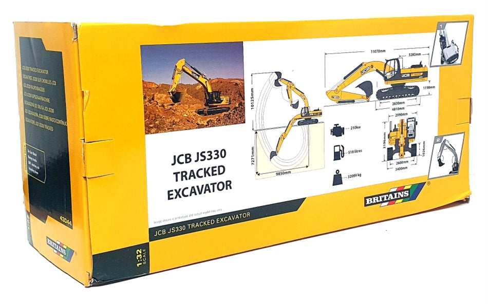 Britains 1/32 Scale Diecast 43044 - JCB JS330 Tracked Excavator - Yellow