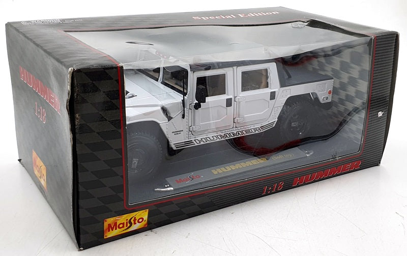 Maisto Hummer Hard Top 4x4 1:18 Scale Diecast Model Truck Military Humvee  Silver