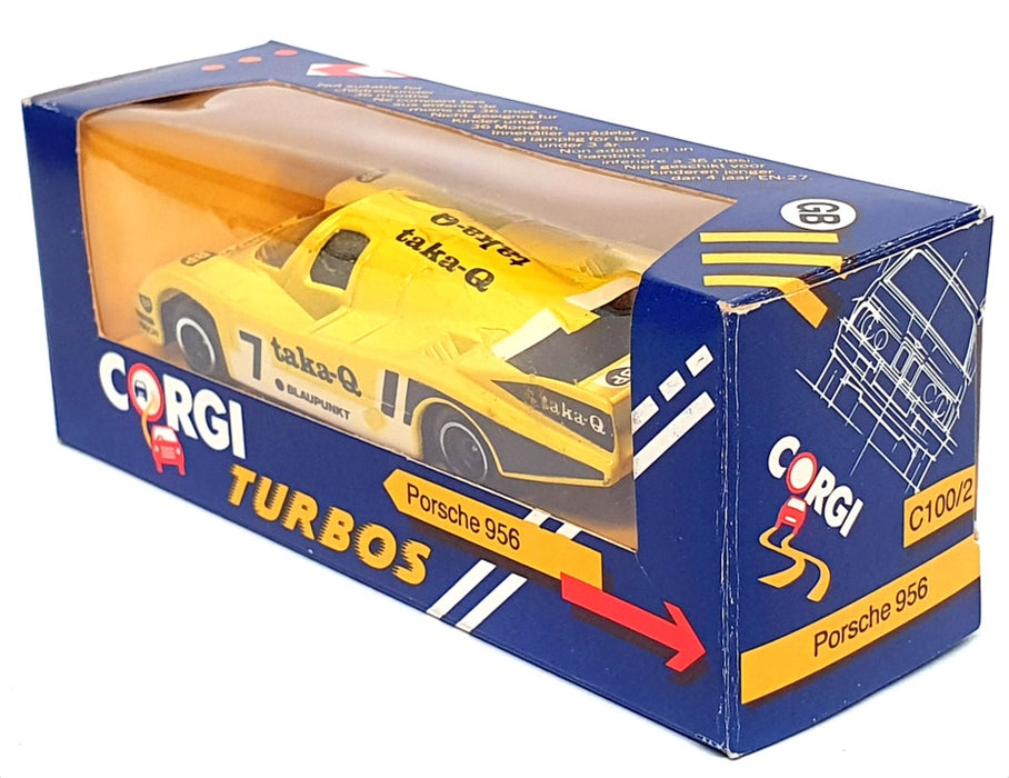 Corgi Appx 11cm Long Diecast C100/2 - Porsche 956 Race Car #7 - Yellow