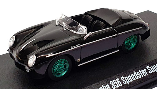 Greenlight 1/43 Scale 86539 1958 Porsche 356 Speedster Super Black/Green Wheels