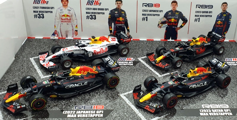 Burago 1/43 Scale 18-38092 - Red Bull F1 RB 16B 18 19 WC Verstappen #1 #33