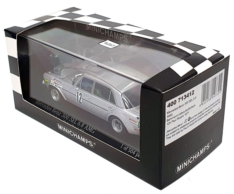 Minichamps 1/43 Scale 400 713412 Mercedes Benz 300 SEL 6.8 AMG 12H P Ricard 1971