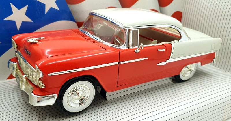 Ertl 1/18 Scale Diecast 8110 - 1955 Chevrolet Bel Air Hardtop - Red / White