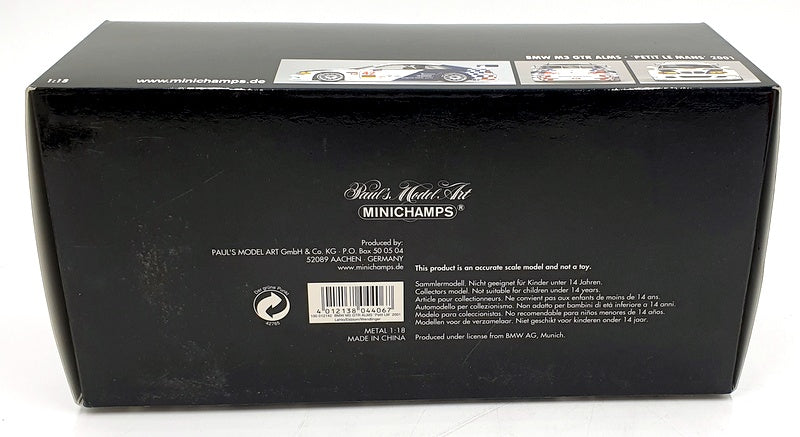 Minichamps 1/18 Scale 100 012142 - EMPTY BOX ONLY - 2001 BMW M3 GTE ALMS #42