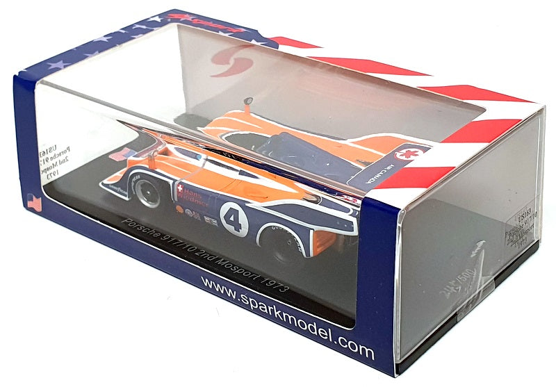 Spark 1/43 Scale US163 - Porsche 917/10 2nd #4 Mosport 1973 - Orange/Blue