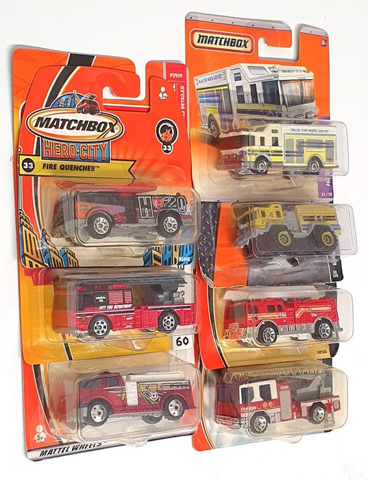 Matchbox Diecast SET08B - Assortment Of 7 Fire Engine Model Vehicles