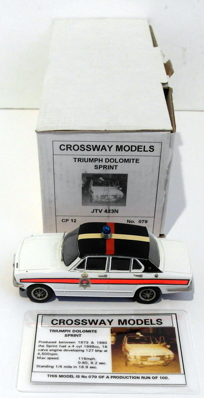 Crossway Models 1/43 Scale CP12 - Triumph Dolomite Sprint Police Car - White