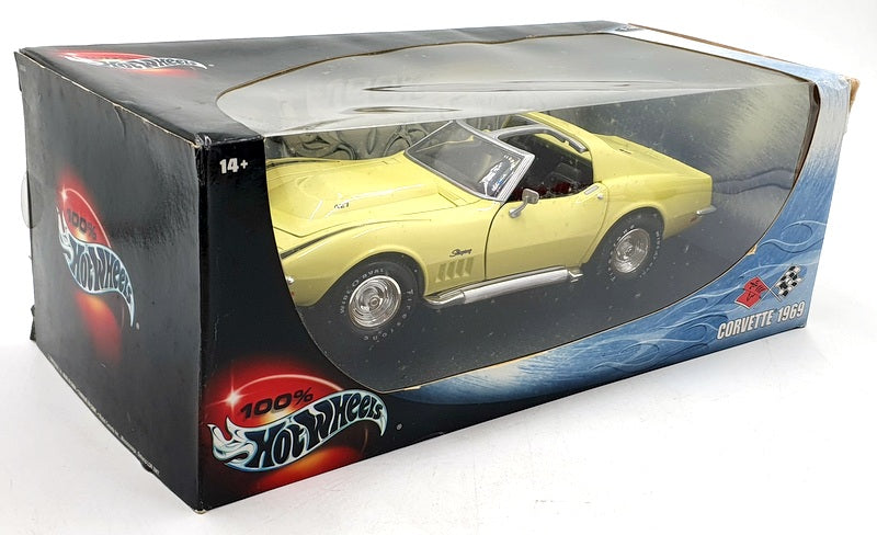 Hot Wheels 1/18 Scale Diecast 54574 - Chevrolet Corvette Stingray 1969 Yellow