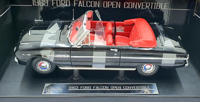 SunStar 1/18 Scale - 4533 1963 Ford Falcon Open Convertible Raven - Black