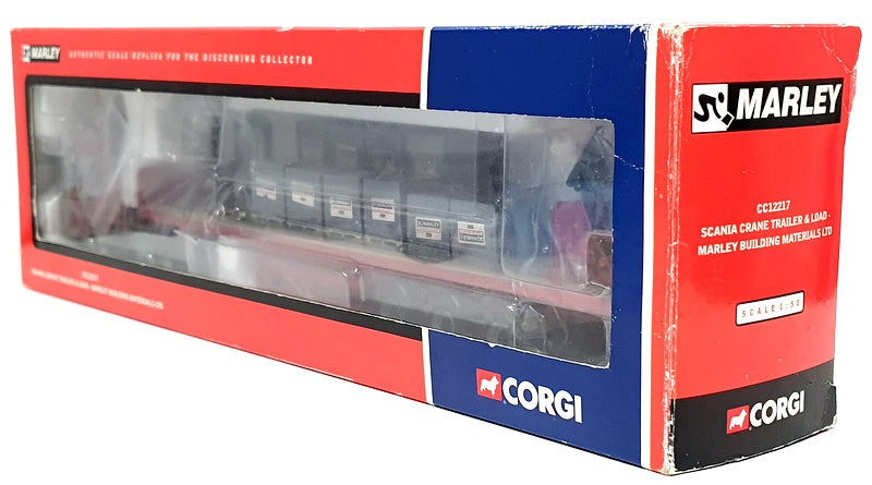 Corgi 1/50 Scale CC12217 - Scania Crane Trailer & Load (Marley) Red/Blue