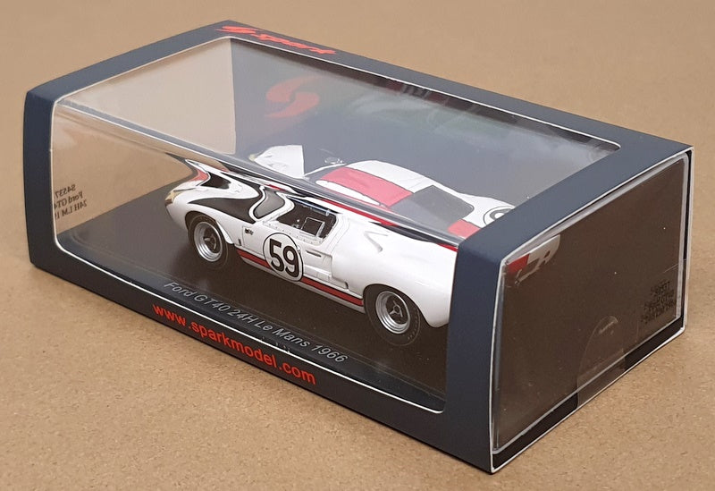 Spark 1/43 Scale S4537 - Ford GT40 #59 24H Le Mans 1966 - White/Red