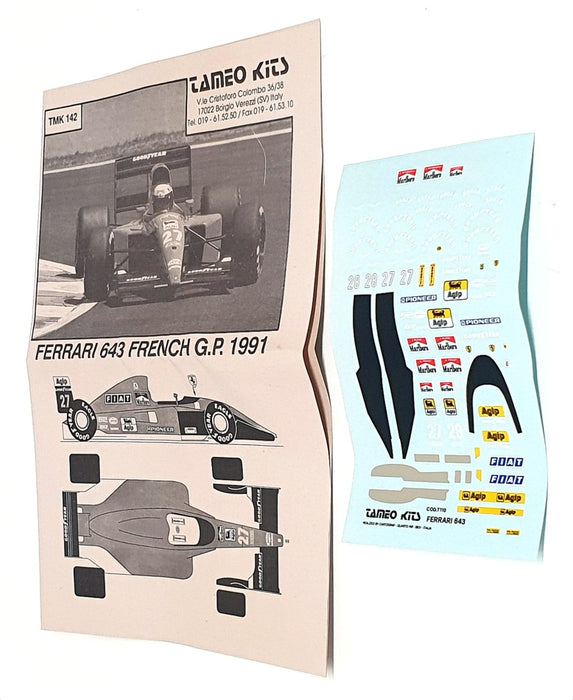 Tameo 1/43 Scale Unbuilt Kit TMK142 - F1 Ferrari 643 French GP 1991