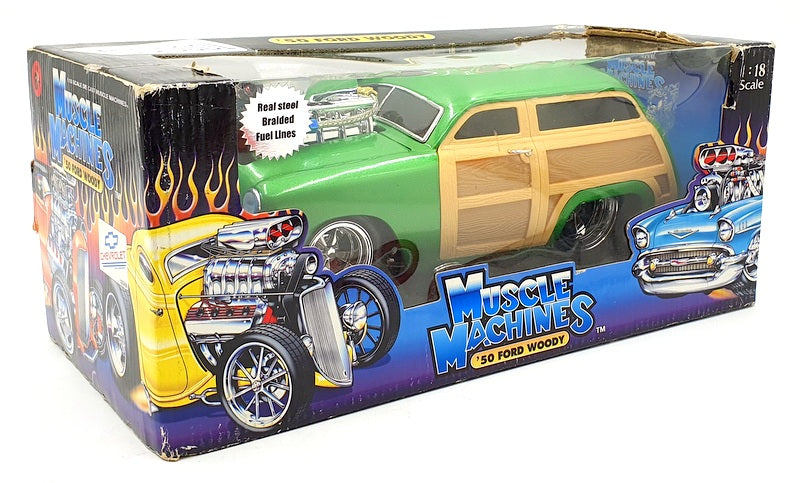 Muscle Machine 1/18 Scale Diecast 61184 - 1950 Ford Woody Green/Brown