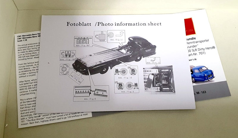 CMC 1/18 Scale M-163 - Mercedes-Benz Renntransporter With 300SLR #701 Dirty Hero