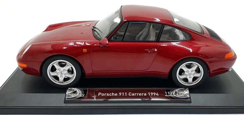 Norev 1/18 Scale Diecast 187597 - 1994 Porsche 911 Carrera Red Met.