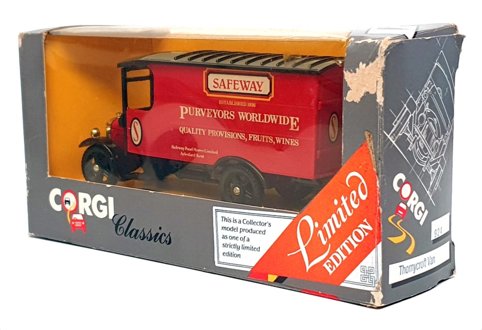 Corgi 1/50 Scale Diecast 924 - Thorneycroft Van "Safeway" - Red/Black