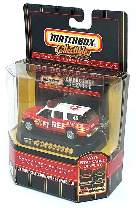 Matchbox Appx 8cm Long 96097 - 2000 Chevrolet Suburban Fire - Red/White