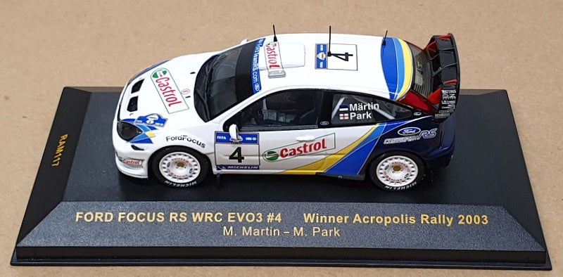 Ixo 1/43 Scale RAM117 - Ford Focus RS WRC Evo3 #4 Winner Acropolis Rally 2003