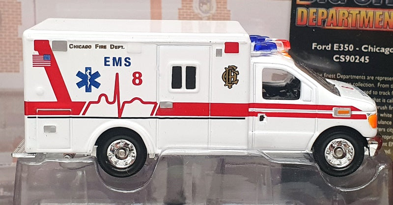 Corgi Appx 8.5cm Long CS90245 - Ford E-350 Ambulance Chicago Fire Dept. - White