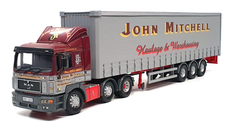 Corgi 1/50 Scale CC13409 - MAN TGA XXL Curtainside John Mitchell - Maroon/Grey